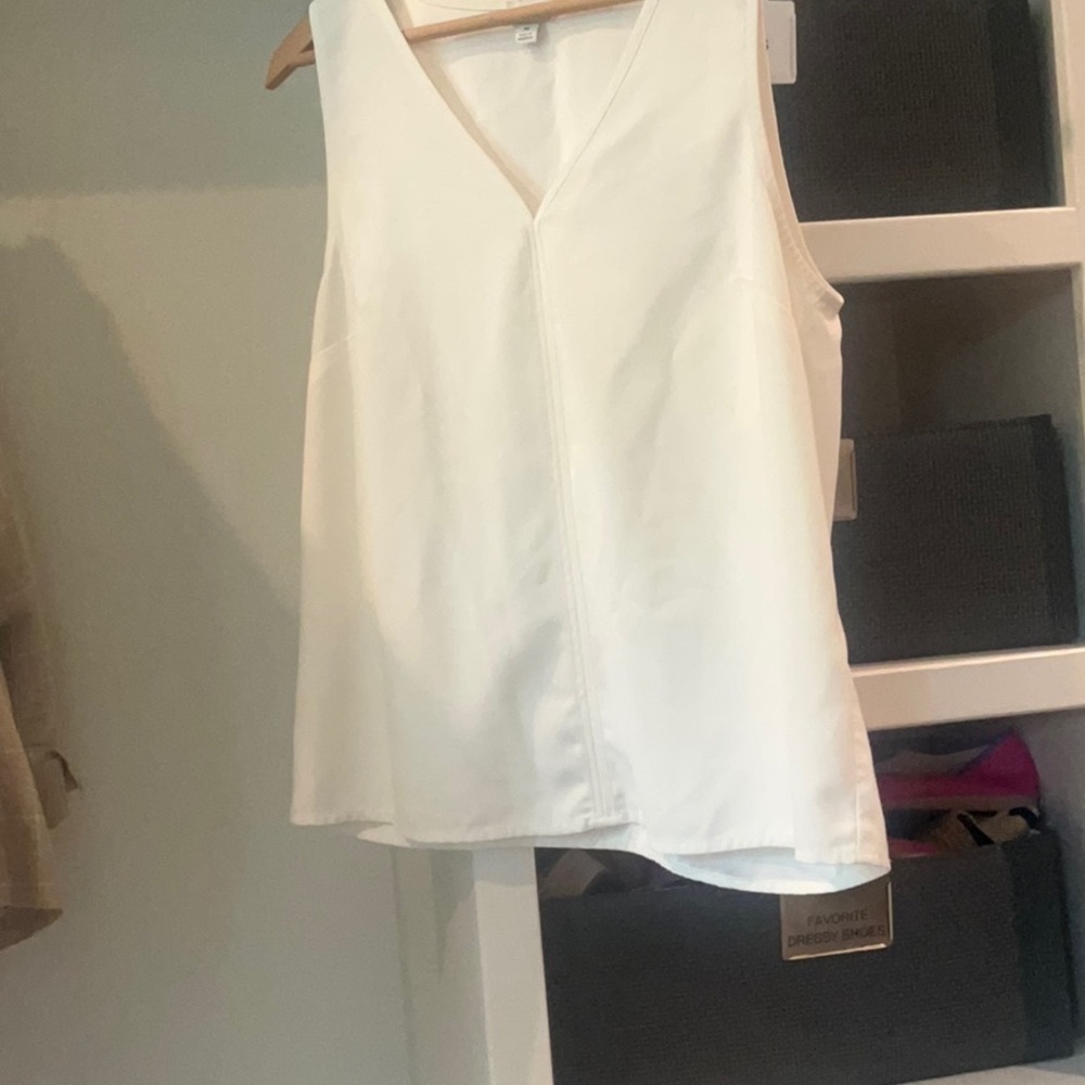 J. Crew White V-neck Sleeveless Top